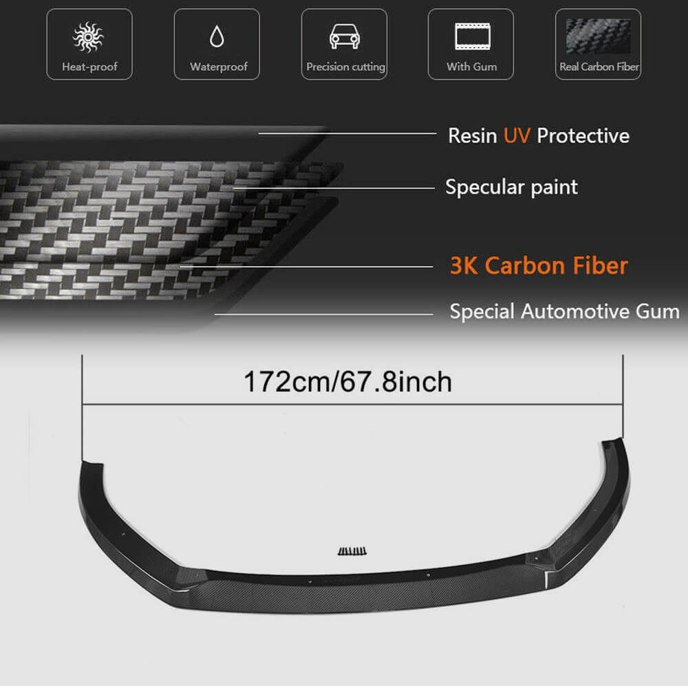 Front Bumper Lip V5 (for S-Line SD 2017-2020, Carbon) for Audi A3 2012-2020 - image 6