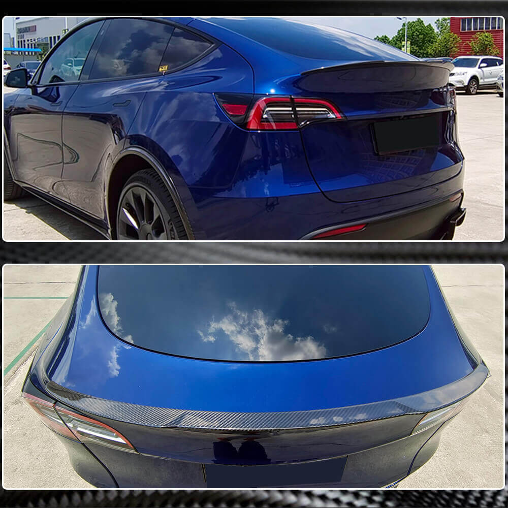 Rear Trunk Spoiler Dry Carbon Fiber V7 (2020-2023) for Tesla Model Y - image 6