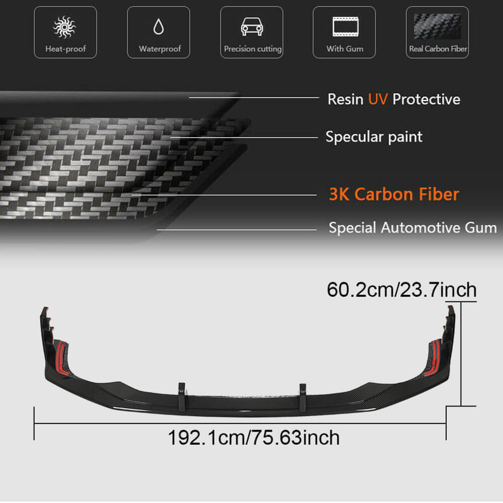 Front bumper lip V1 (for RS7 2018-2022, Dry carbon) for Audi A7 2018- - image 6