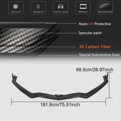Front Bumper Lip Spoiler (Carbon) for Chevrolet Corvette C8 2019- - image 6