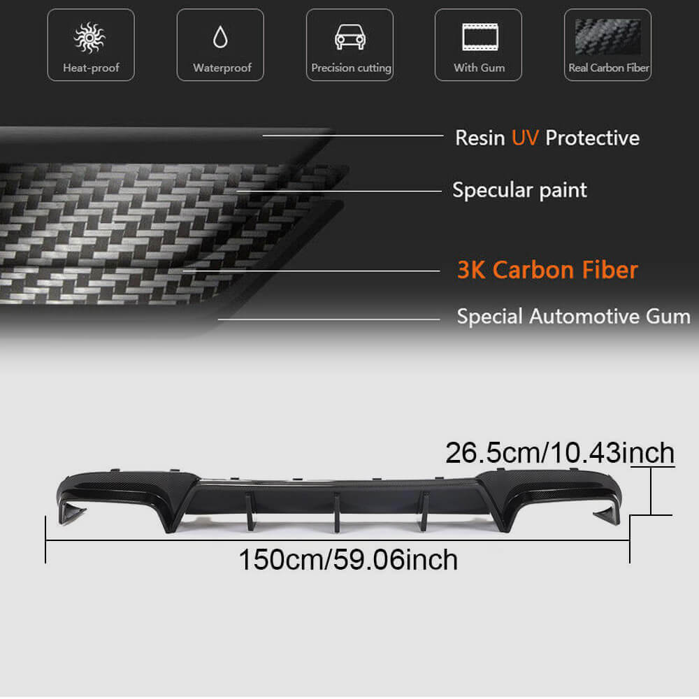 Rear Bumper Diffuser V2 for E63 AMG 2013-2016 Carbon for Mercedes E-сlass W212 2009-2016 - image 6