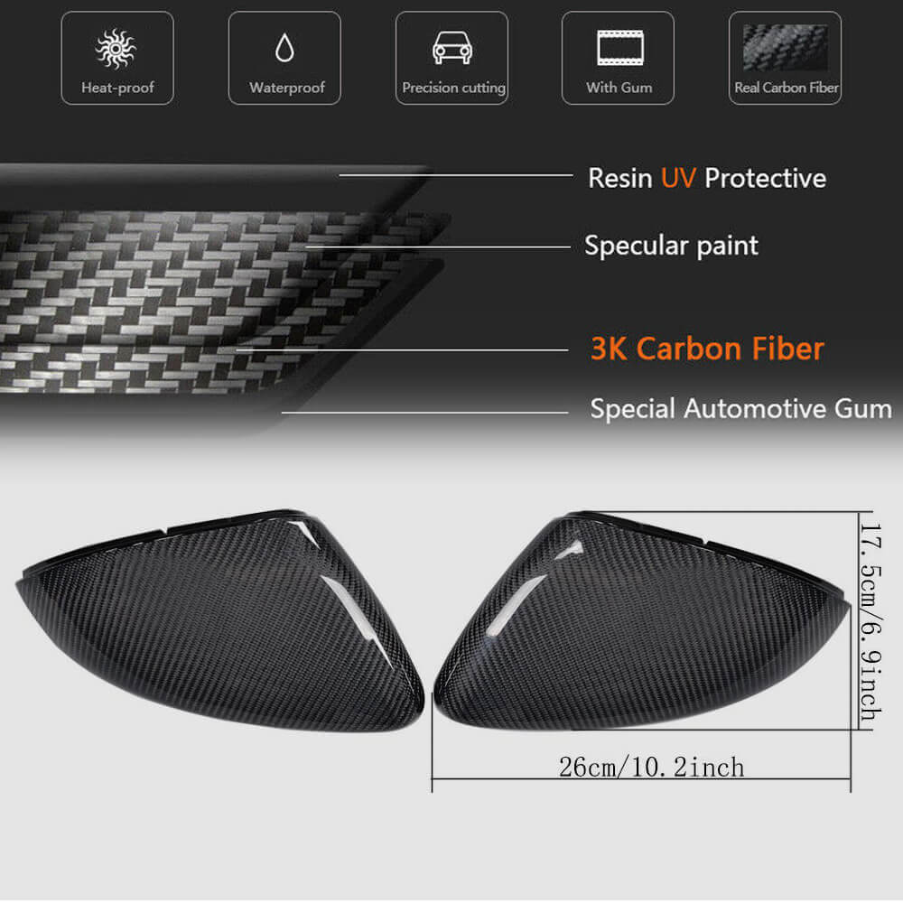 Mirror Covers V2 (Carbon) for Volkswagen Golf 7/E-Golf 2012-2020 - image 6