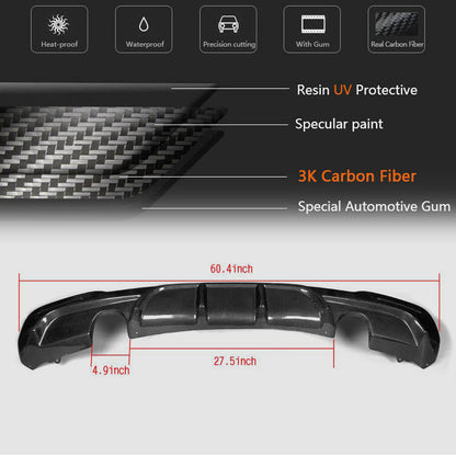 Rear Bumper Diffuser V2 for F34 M-Sport, Carbon for BMW 3 Series F34 2013–2020 - image 6