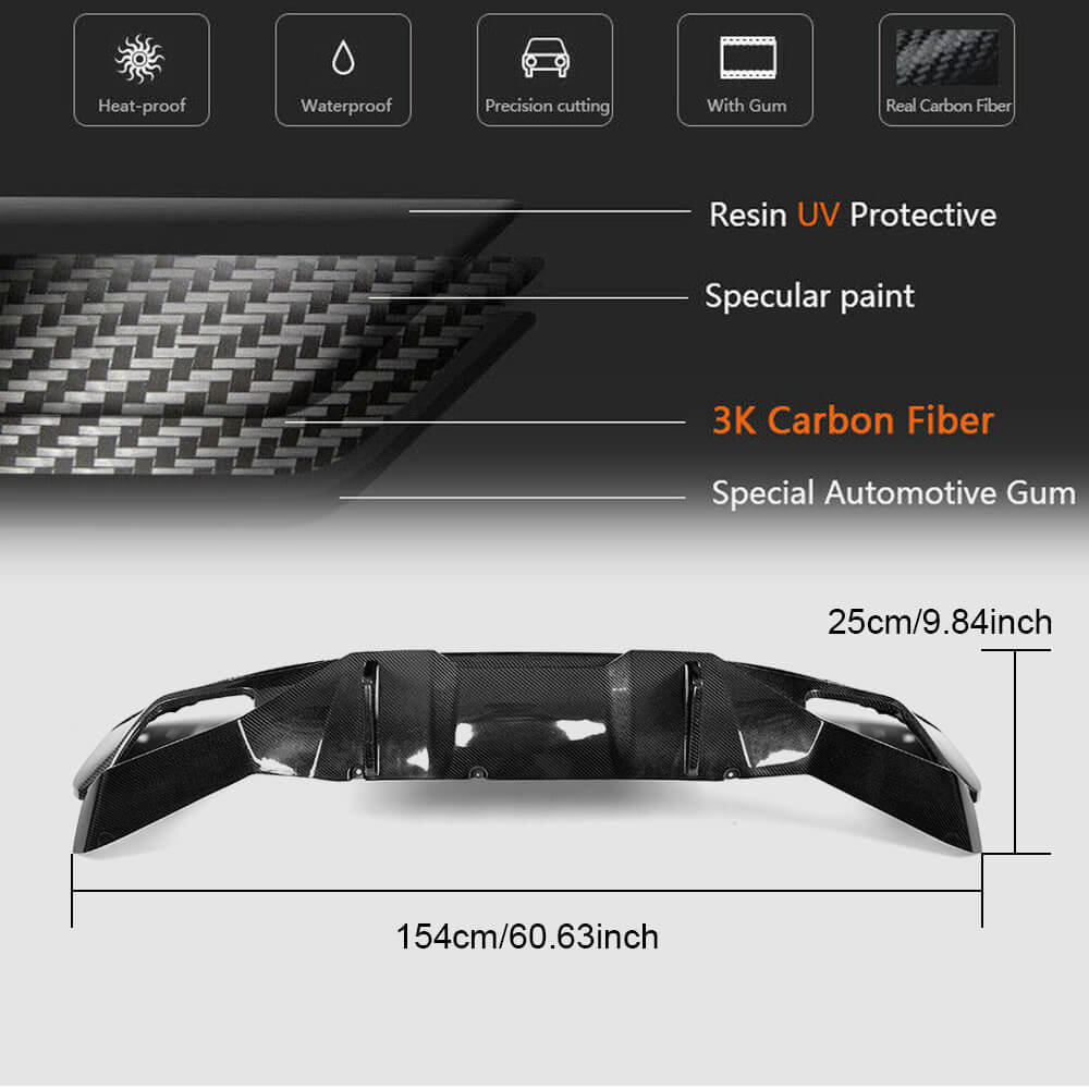 Rear Bumper Diffuser V2 (for M-Sport 2017-2020, Carbon) for BMW 5 Series G30/31 2017-2023 - image 8