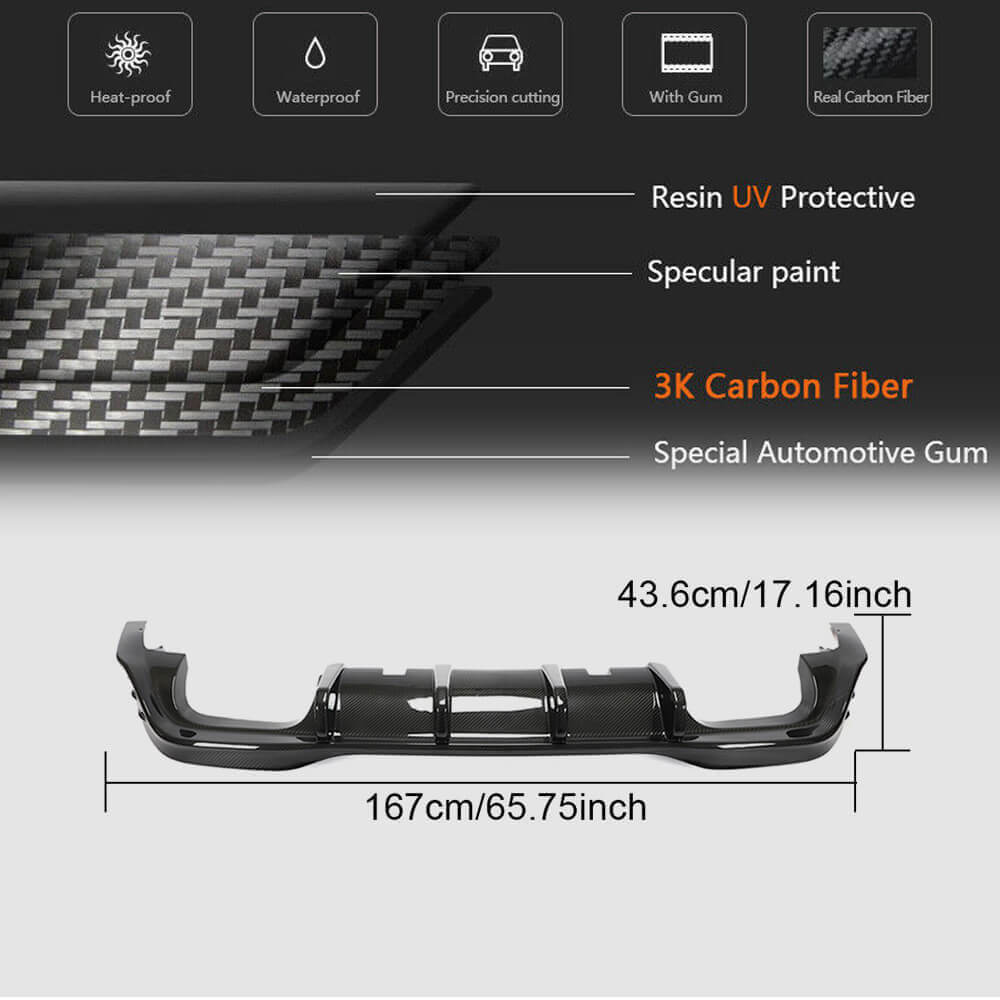 Rear bumper diffuser (for R HB, Dry carbon) for Volkswagen Golf 8 - image 6
