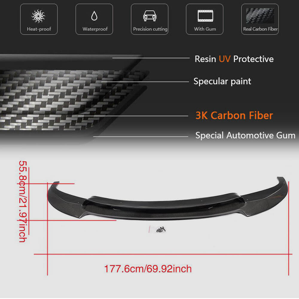 Front Bumper Lip V1 for M6, Carbon for BMW 6 Series F12/F13/F06 2011-2018 - image 6