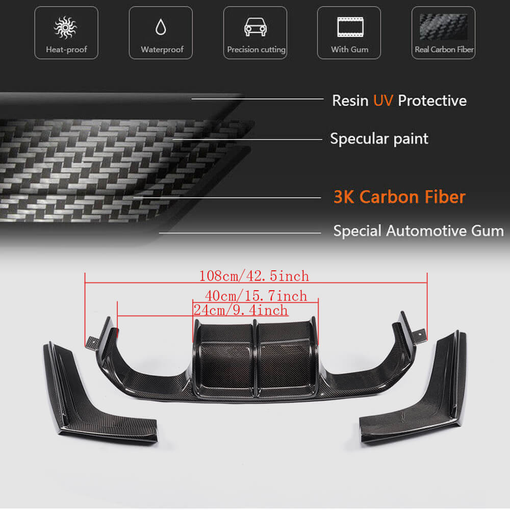 Rear Bumper Diffuser Carbon Fiber V6 (for F82/F83) for BMW 4 series F-32 2012-2020 - image 6
