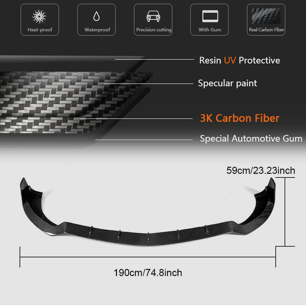 Front Bumper Lip V3 Add-on (for AMG-Line 2015-2018, Carbon) for Mercedes S-class C217 Coupe 2014-2020 - image 6
