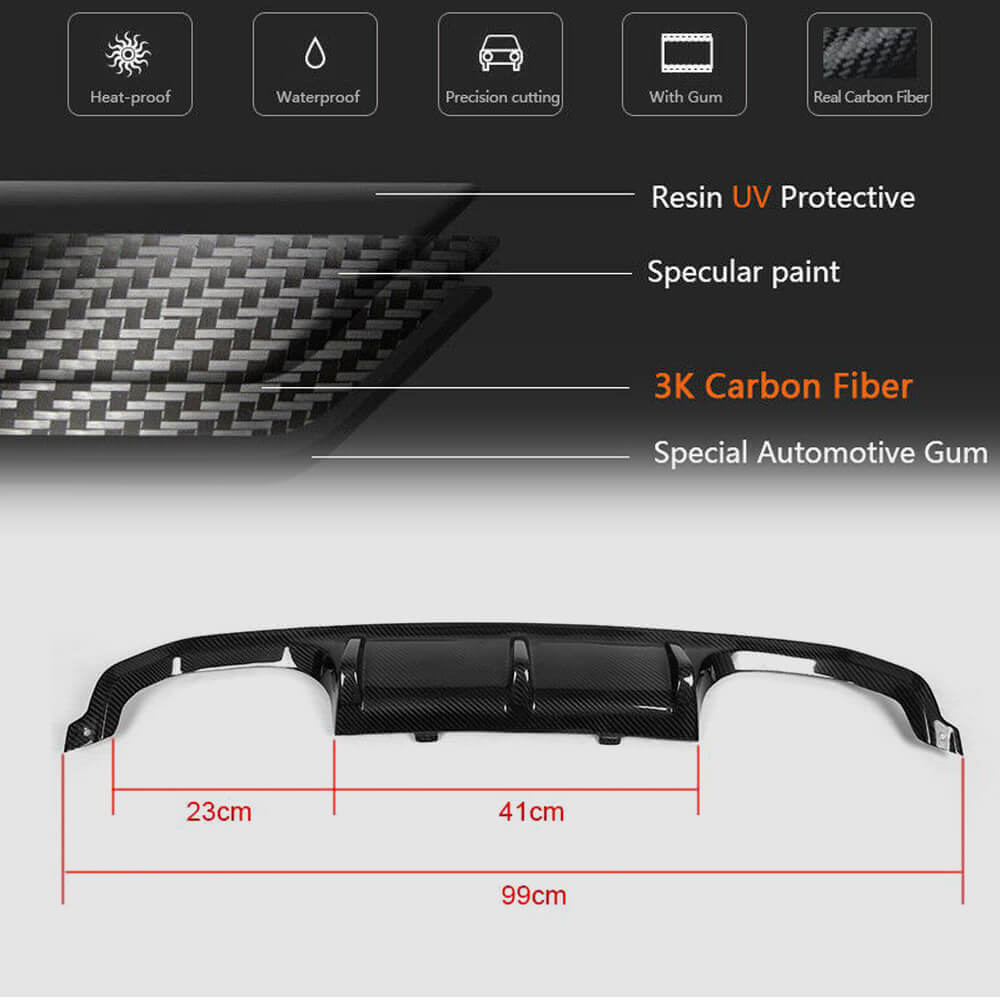 Rear Bumper Diffuser V8 (for F80, Carbon) for BMW 3 Series F30/F31 2012-2019 - image 6