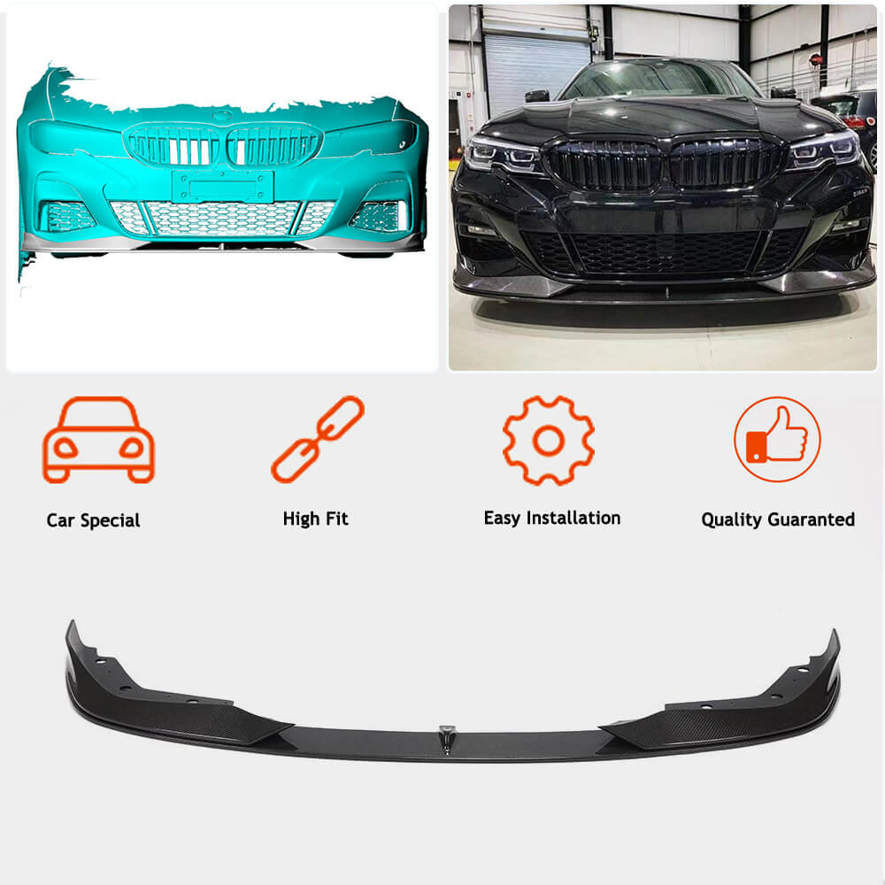Front Bumper Lip AC-Style (for M-Sport 2018-2022, Carbon) for BMW 3 Series G20/G21 2018- - image 6