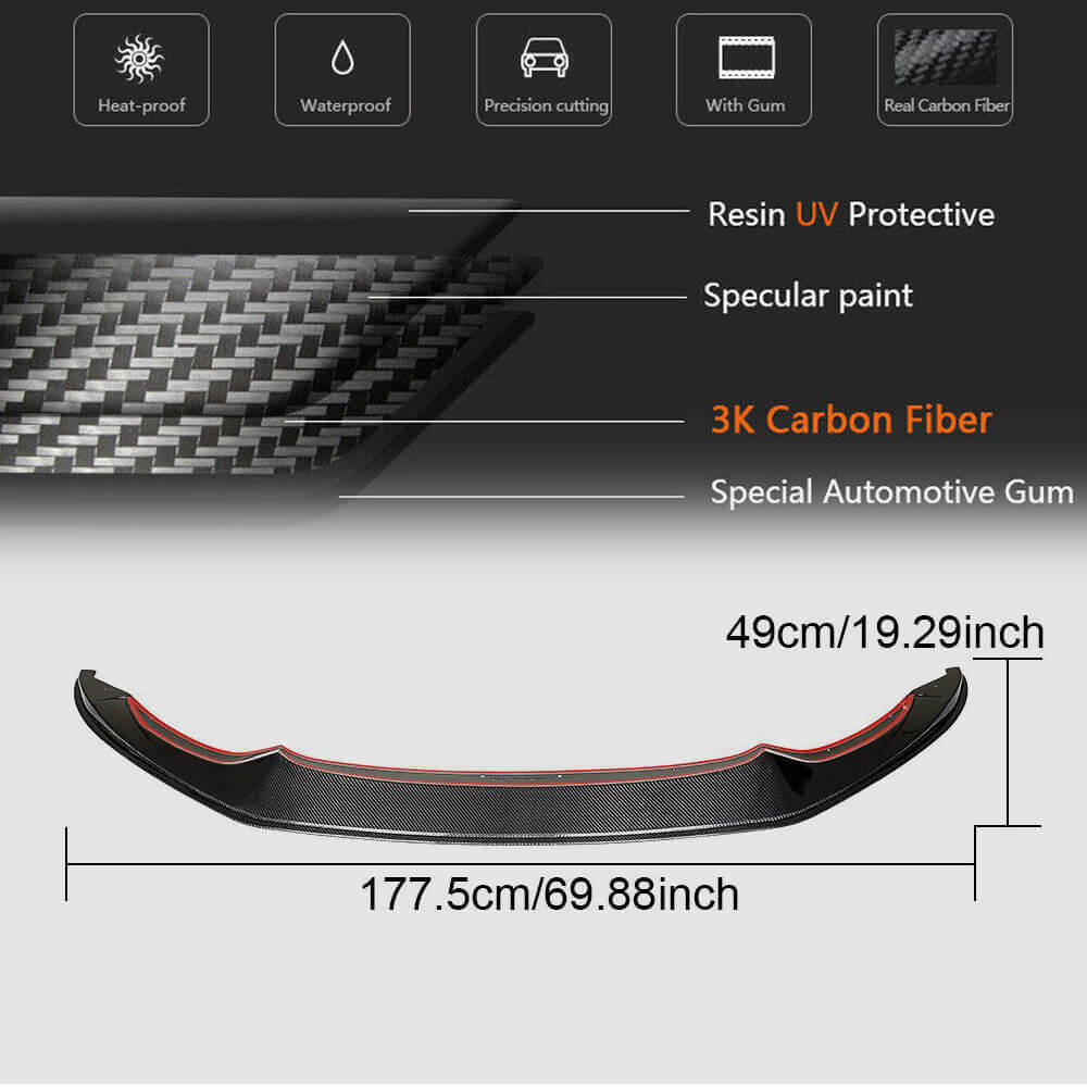 Front Bumper Lip V7 (for F82/F83, Carbon) for BMW 4 Series F32/F33/F36 2012-2020 - image 6