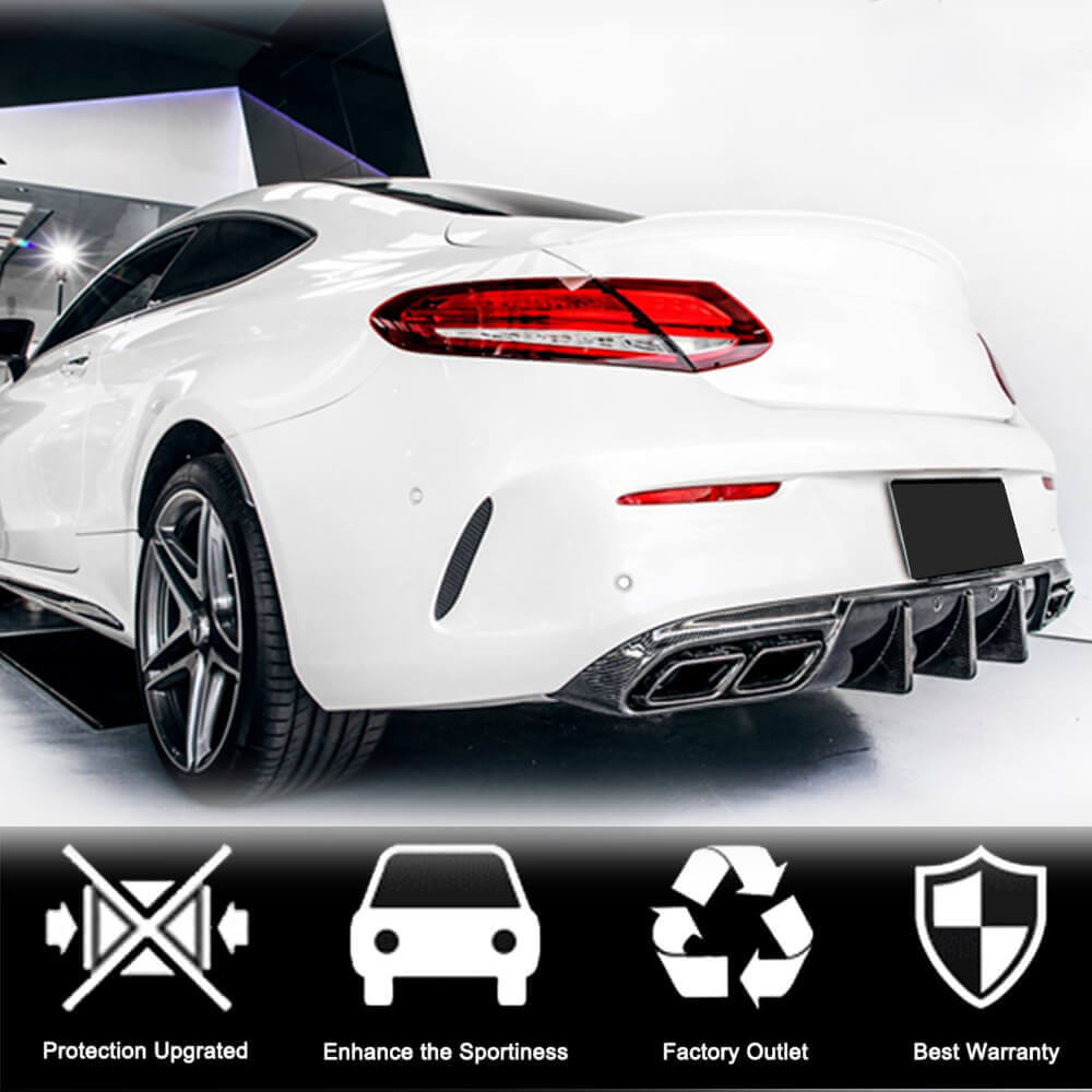 Rear Bumper Diffuser V1 for Coupe/Cabriolet C63 AMG 2015-2019 Carbon for Mercedes C-сlass W205 2014-2021 - image 6