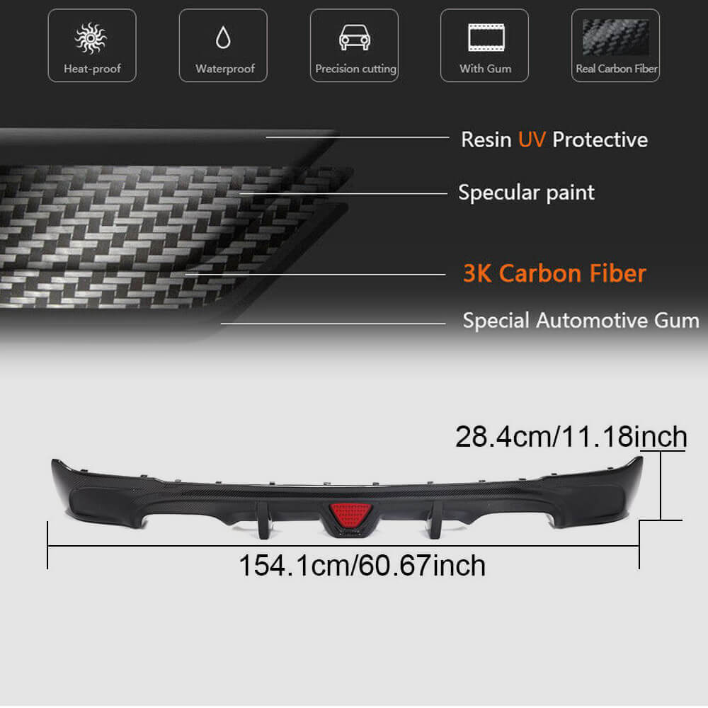 Rear Bumper Diffuser V2 for F22/F23 M-Sport, Carbon for BMW 2 Series F22/F23 2014-2021 - image 6