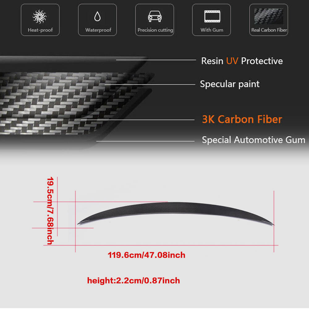 Rear Trunk Spoiler Carbon Fiber V8 (Coupe) for BMW 4 series F-32 2012-2020 - image 6