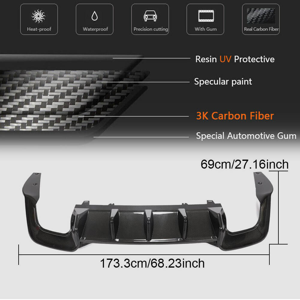 Rear bumper diffuser V1 (for S-Line 2021-2025, Carbon) for Audi A5 2016-2025 - image 6