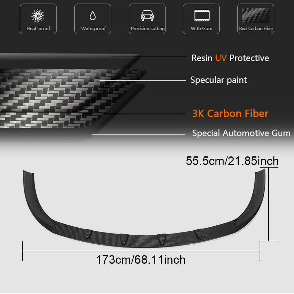 Front Bumper Lip Spoiler (for Base 2011-2014, Carbon) for BMW 6 F12/F13/F06 2011-2018 - image 6