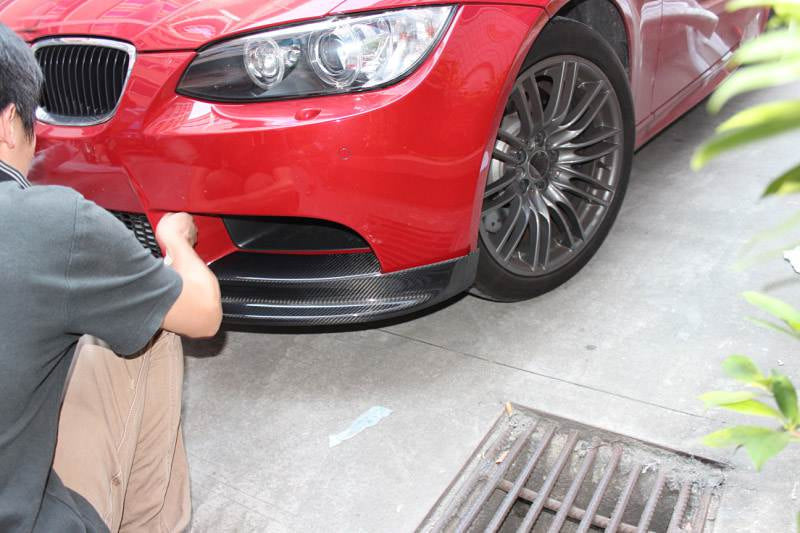 Front Bumper Flap Extensions (for E90 2008-2011 Base, Carbon) for BMW 3 Series E90/E91 2005-2011 - image 6