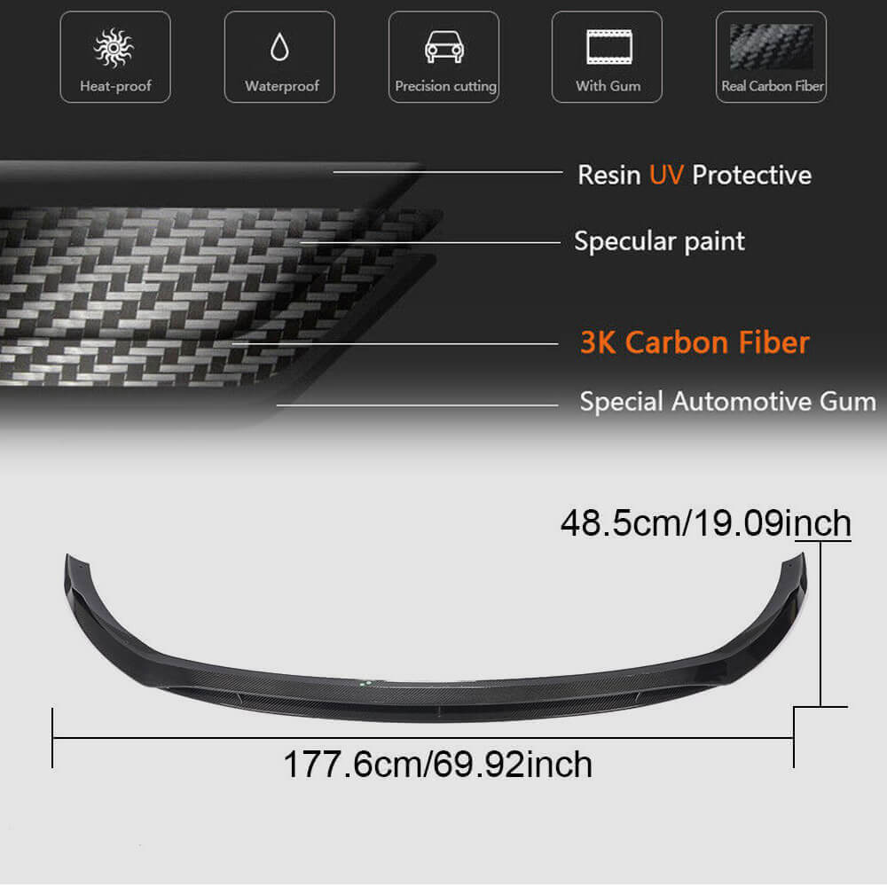 Front Bumper Lip Spoiler (2019-2021, Carbon) for Mercedes C-сlass W205 2014-2021 - image 6