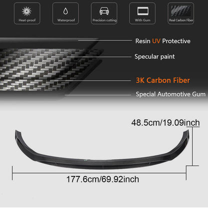 Front Bumper Lip Spoiler (2019-2021, Carbon) for Mercedes C-сlass W205 2014-2021 - image 6