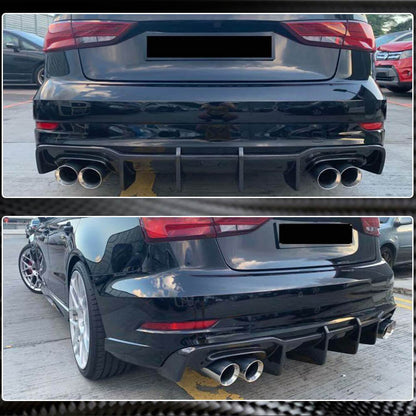 Rear Bumper Diffuser V1 (for S-Line SD 2017-2020, Carbon) for Audi A3 2012-2020 - image 6