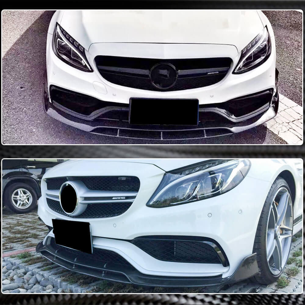 Front Bumper Lip V4 for SD C63 AMG 2015-2019 Carbon for Mercedes C-сlass W205 2014-2021 - image 6