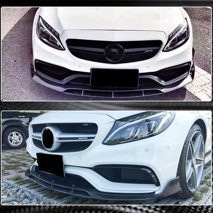Front Bumper Lip V4 for SD C63 AMG 2015-2019 Carbon for Mercedes C-сlass W205 2014-2021 - image 6
