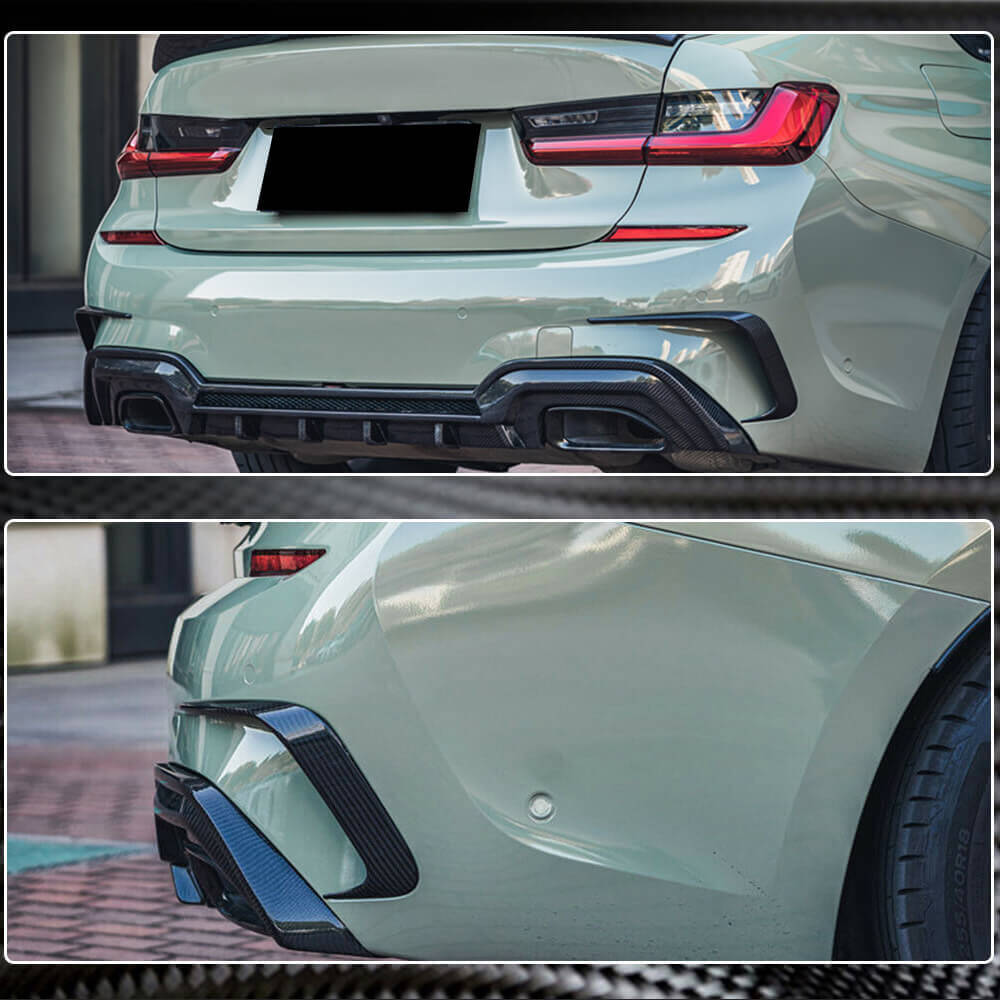 Rear Bumper Flap Extensions (for M-Sport 2018-2022, Carbon) for BMW 3 Series G20/21 2018- - image 6