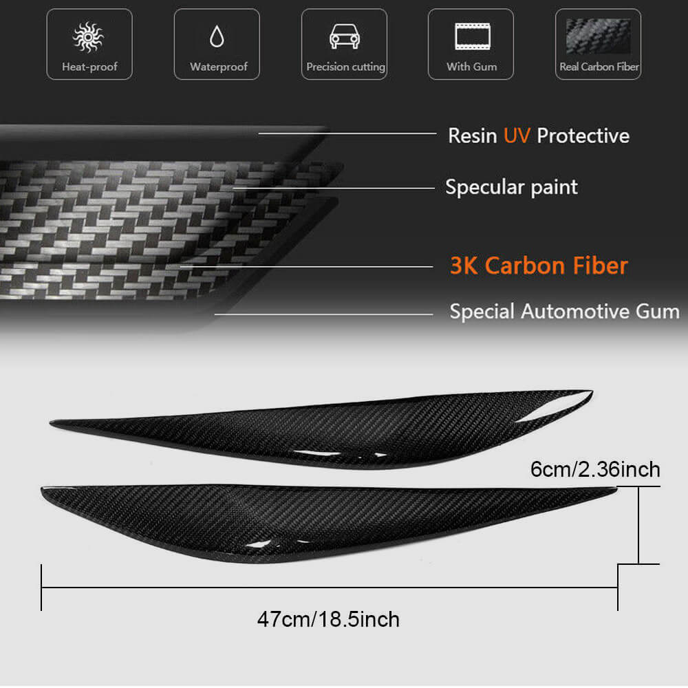 Headlight Eyelashes Carbon V2 for BMW 3 series F-30/31/34 2012-2019 - image 7