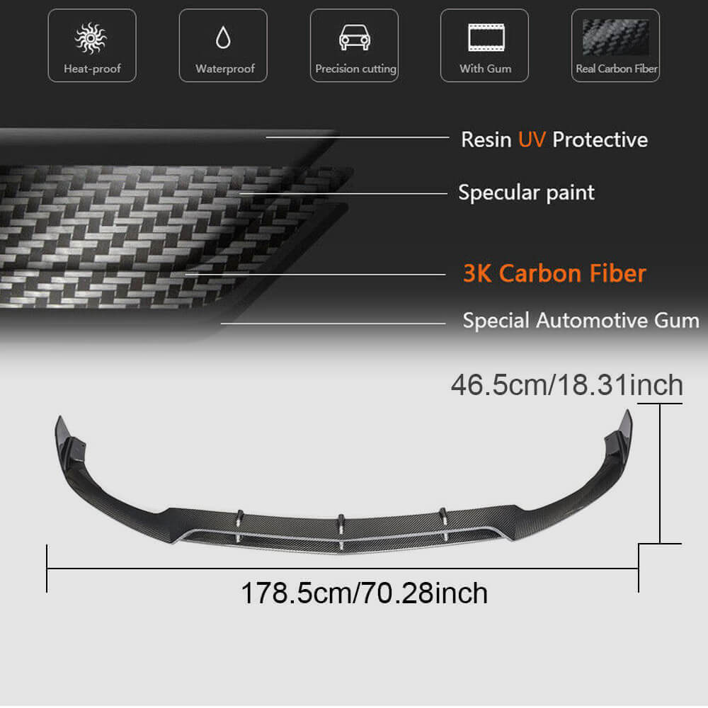 Front Bumper Lip V4 for SD C63 AMG 2015-2019 Carbon for Mercedes C-сlass W205 2014-2021 - image 7