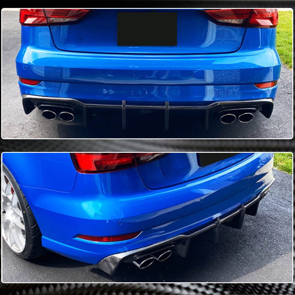 Rear bumper diffuser V1 (for S-Line Sedan 2017-2020, Carbon) for Audi A3 2012-2020 - image 7