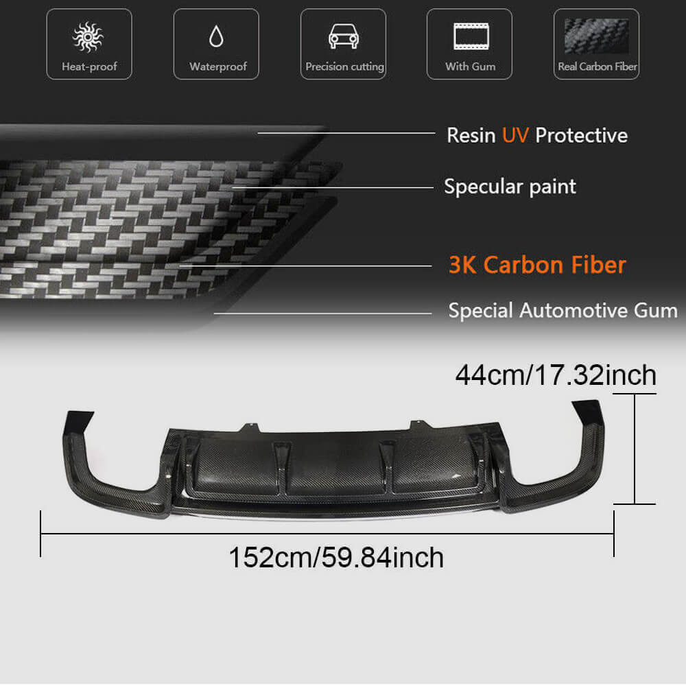 Rear Bumper Diffuser V2 (for S-Line 2016-2020, Carbon) for Audi A5 2016-2025 - image 7