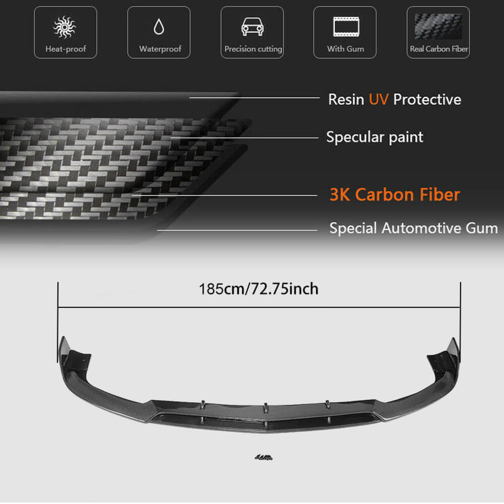 Front Bumper Lip V1 Add-on (for CLS63 AMG SD 2015-2018, Carbon) for Mercedes CLS C218 2011-2018 - image 7