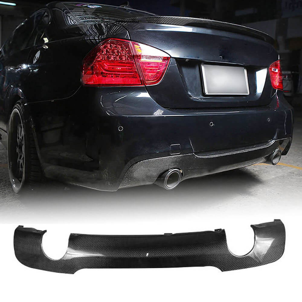 Rear Bumper Diffuser V3 for E90 M-Sport, Carbon for BMW 3 Series E90/E91 2005-2011 - image 7