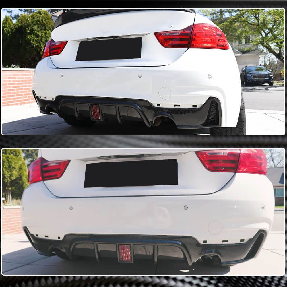 Rear Bumper Diffuser LED Light Carbon Fiber V8 (M-Sport) for BMW 4 series F-32 2012-2020 - image 13