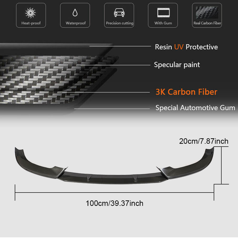 Front Bumper Lip Spoiler (for S-Line Coupe/Cabriolet 2016-2020, Carbon) for Audi A5 2016-2025 - image 7