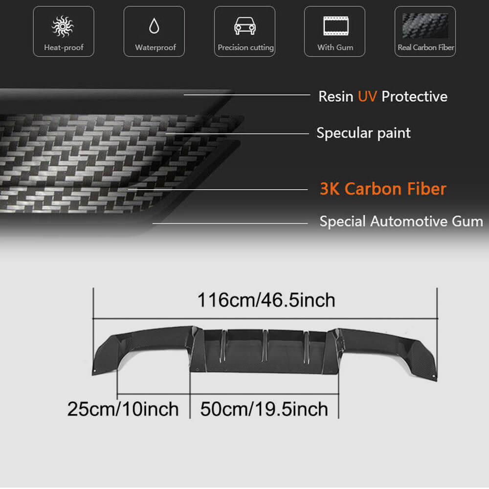 Rear Diffuser V5 for F87 M2/M2C, Carbon for BMW 2 Series F22/23 2014-2021 - image 7