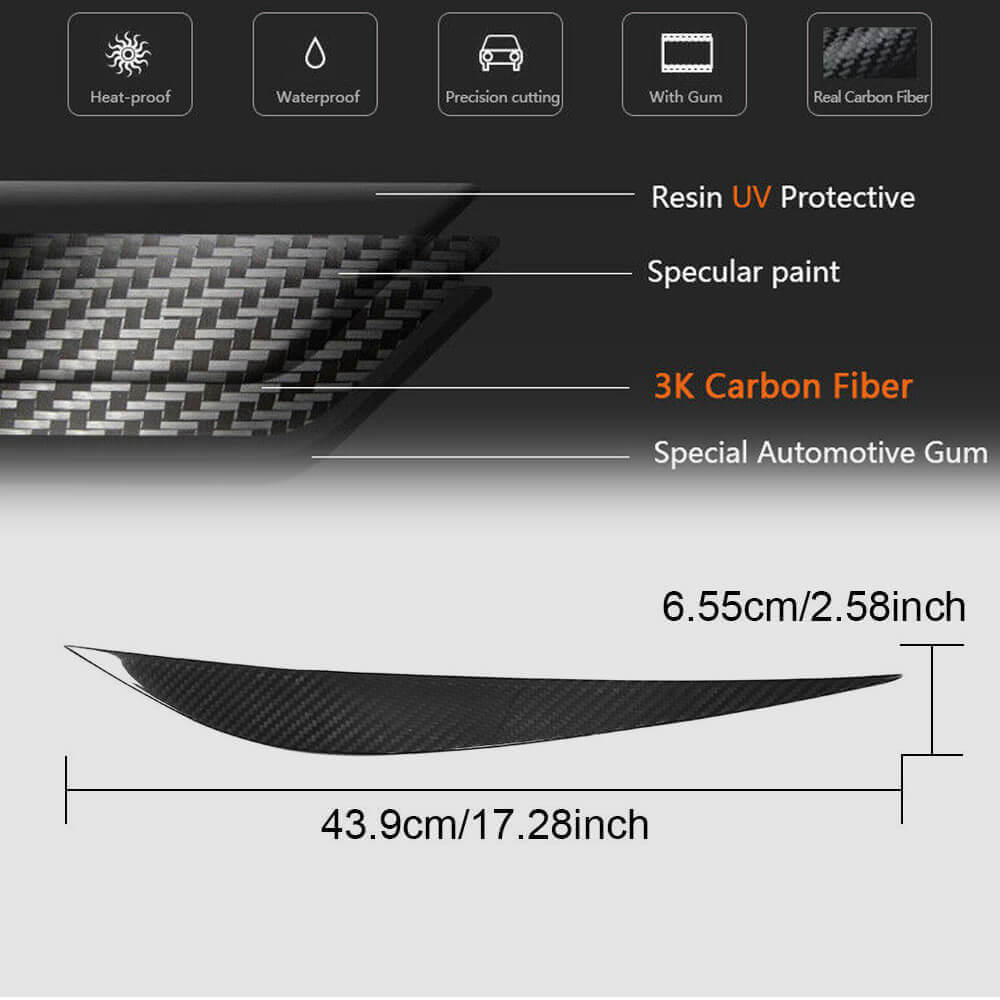 Headlight Eyebrows Lamp Eyelids Dry Carbon Fiber V2 for BMW 3 series F-30/31/34 2012-2019 - image 7