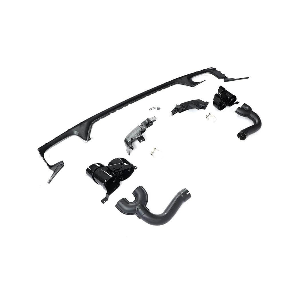 Rear bumper diffuser with nozzles (Black) for Audi Q8 2018- - image 7