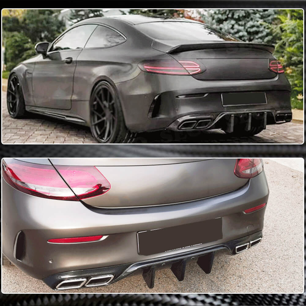Rear bumper diffuser V1 (for coupe/cabriolet C63 AMG 2015-2019, Carbon) for Mercedes C-class W205 2014-2021 - image 7