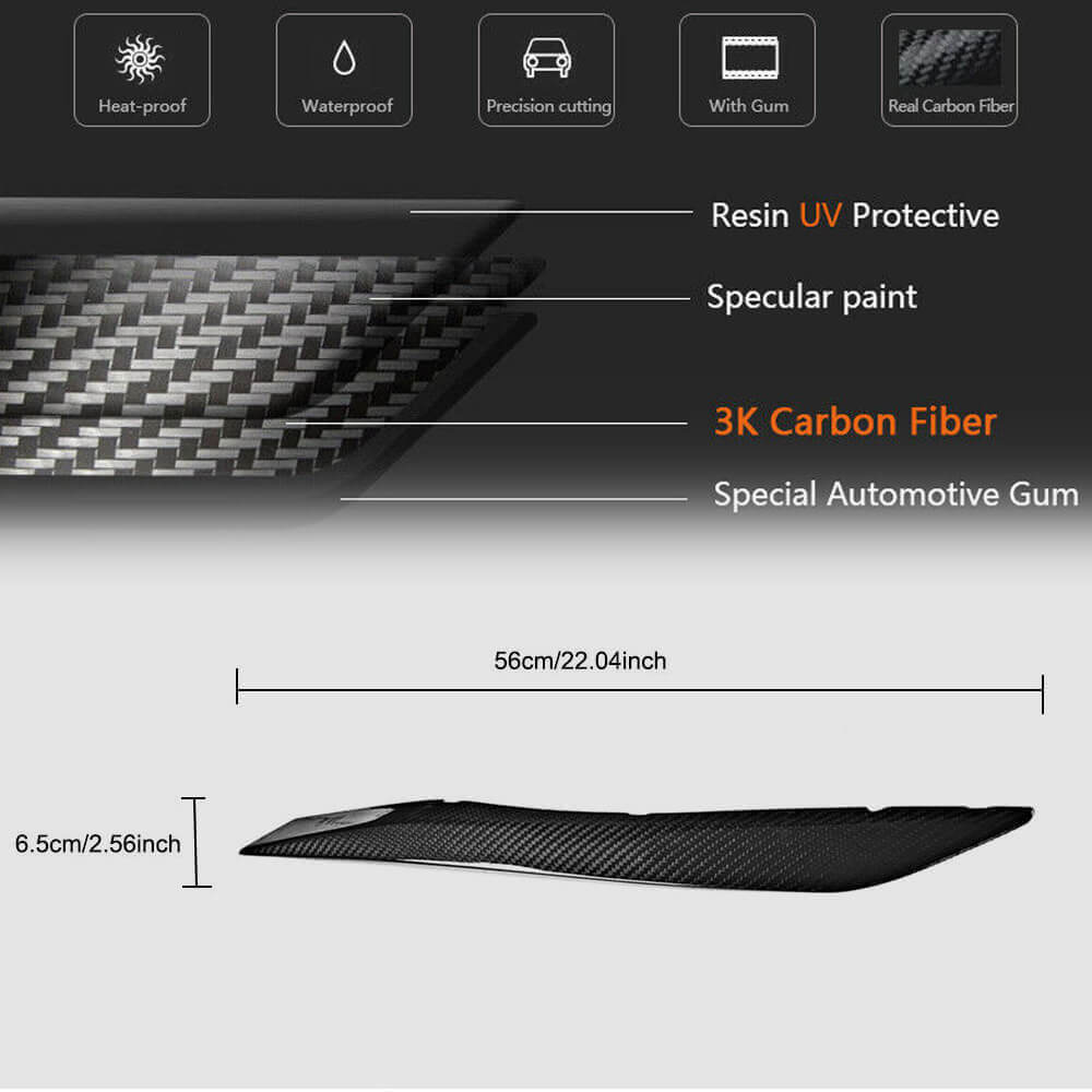 Headlight Eyelids Lamp Eyebrows Dry Carbon Fiber for Audi A5 2016-2025 - image 7