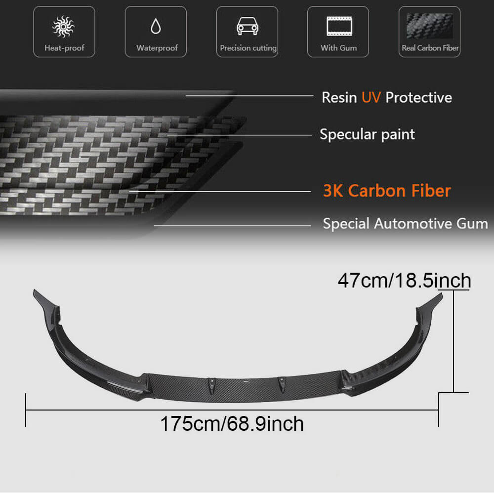 Front Bumper Lip V2 (for Base 2018-2022, Carbon) for BMW 3 Series G20/G21 2018- - image 7