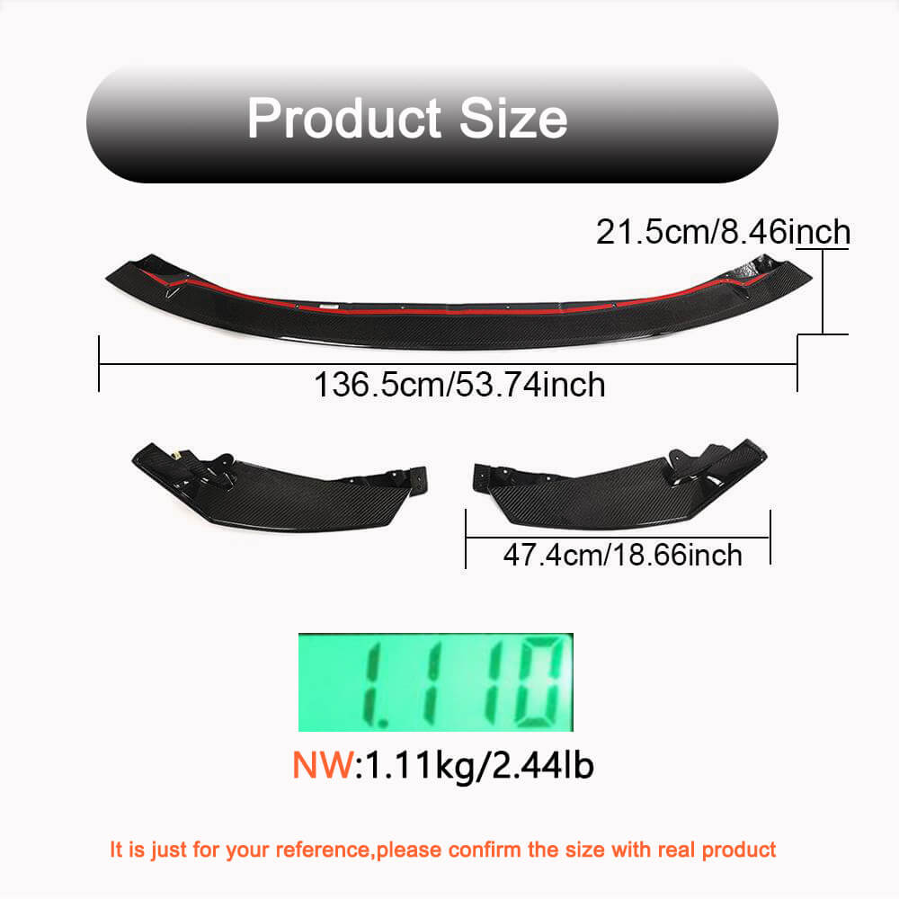 Front Bumper Lip V8 for G80, Carbon for BMW 3 Series G20/21 2018- - image 7