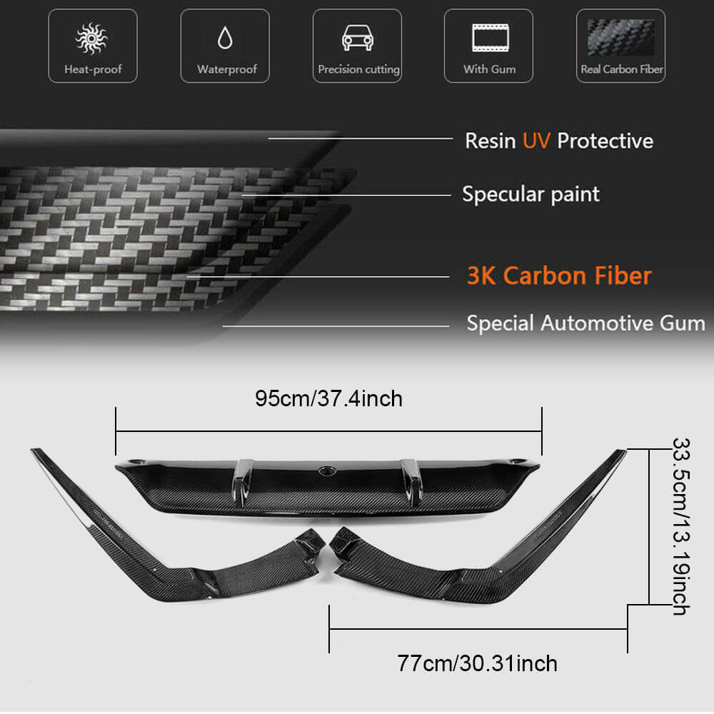 Rear Bumper Diffuser V3 for M-Sport 2017-2020 Carbon for BMW 5 Series G30/G31 2017-2023 - image 7
