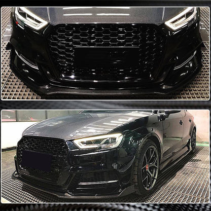 Front bumper lip spoiler Lip V1 (for S-Line 2017-2020 Sedan, Carbon) for Audi A3 2012-2020 - image 7