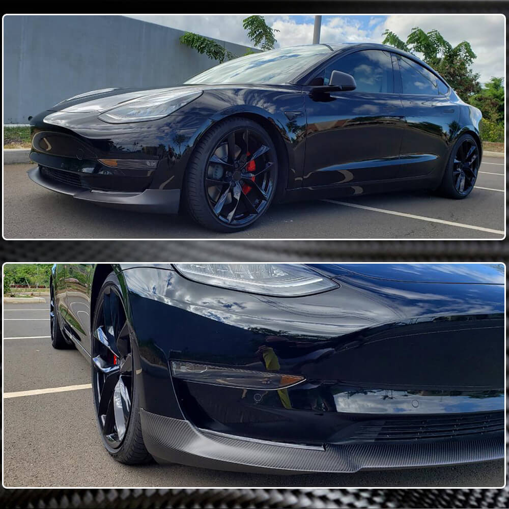 Front Bumper Lip V6 (2017-2023, Carbon) for Tesla Model 3 2017- - image 7
