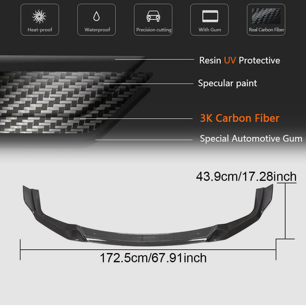 Front Bumper Lip V3 for F87 M2 Competition, Carbon for BMW 2 Series F22/F23 2014-2021 - image 7