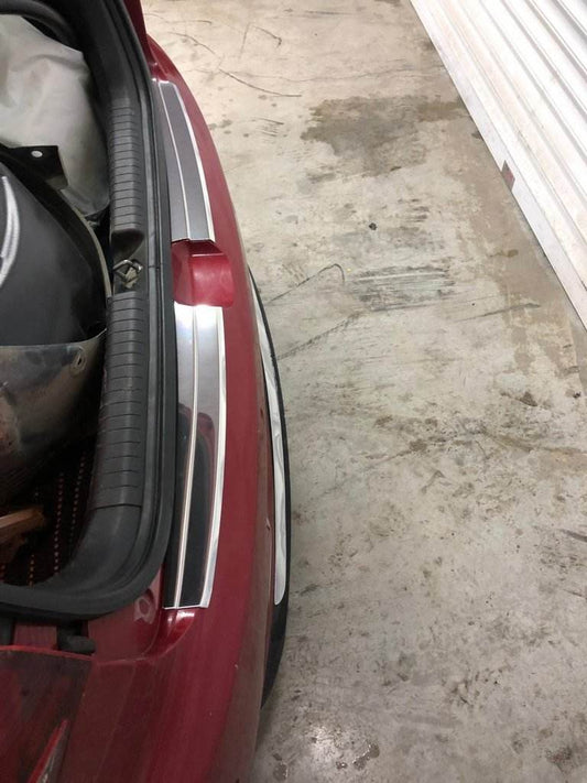 The trim on the rear bumper Carmos (Active, 2, stainless steel) for Hyundai I-20 2014-2020 - Reelken Auto