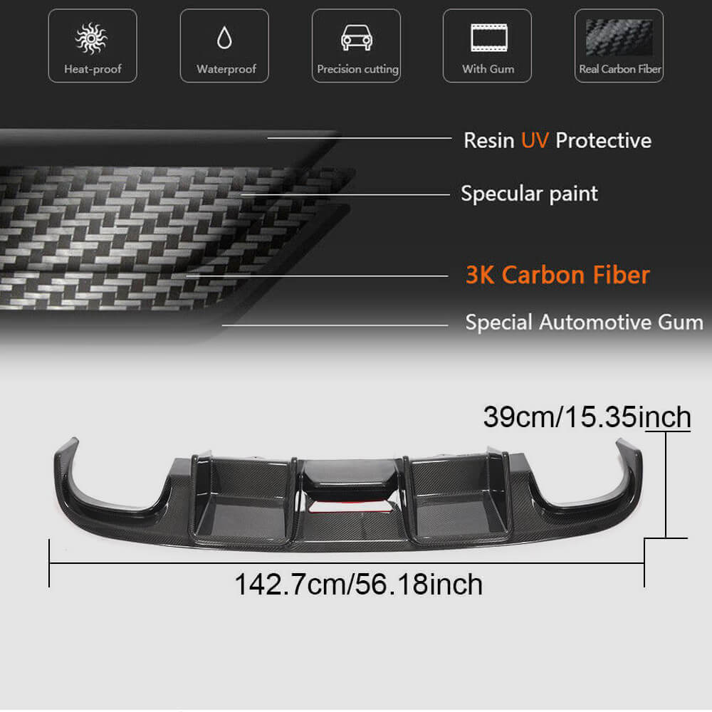 Rear Bumper Diffuser V1 (for S4 2009-2012, Carbon) for Audi A4 B8 2007-2015 - image 8