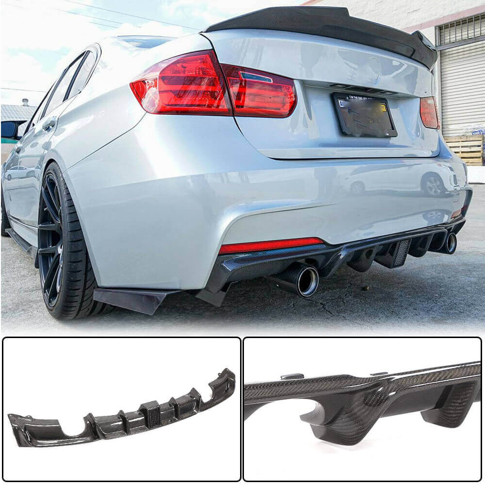 Rear Bumper Diffuser With brake light Carbon Fiber V9 (for M-Sport) for BMW 3 series F-30/31/34 2012-2019 - image 8