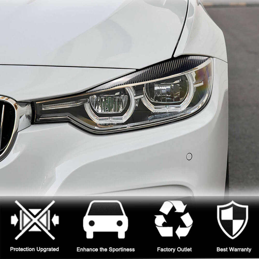 Headlight Eyelashes Carbon V1 for BMW 3 series F-30/31/34 2012-2019 - image 8